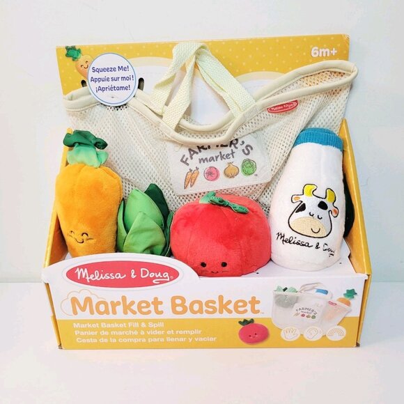 Melissa & Doug Farmer's Market Basket Fill and Spill Sensory Plush Toy Set - Picture 1 of 5
